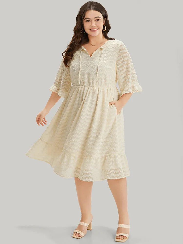 Solid Plisse Knot Neck Pocket Flutter Dress sold by Bloomchic product image thumbnail 4