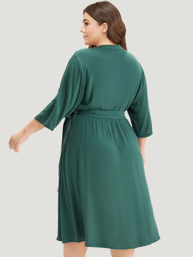 Solid Button Detail Pocket Belted Notched Dress sold by Bloomchic product image thumbnail 2