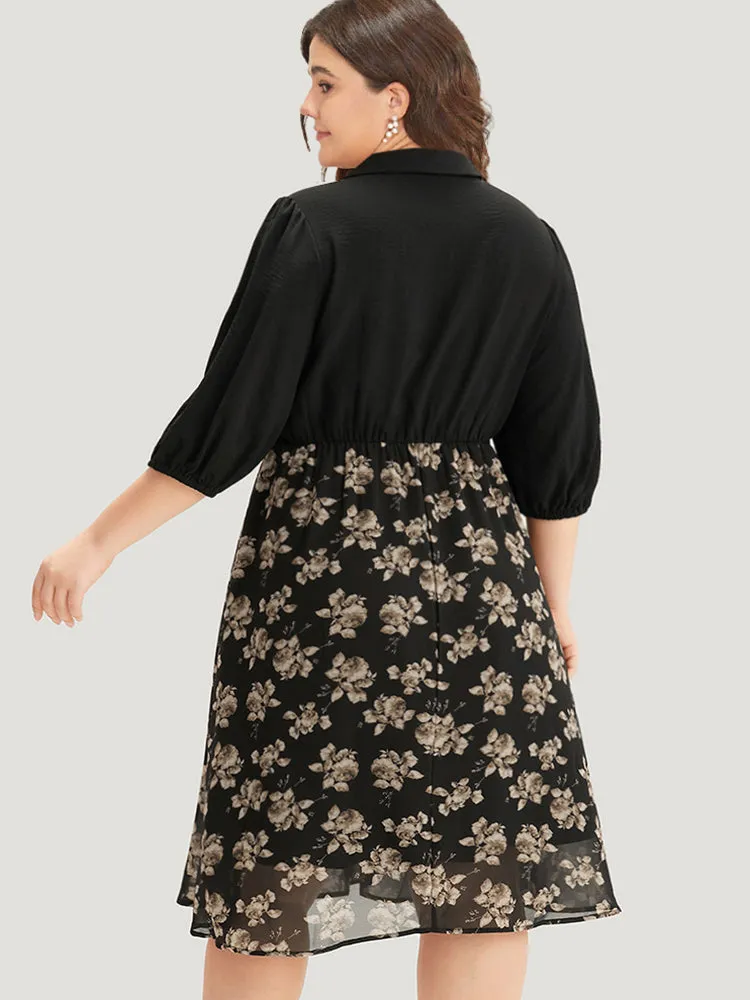 Floral Print Patchwork Shirt Collar Dress sold by Bloomchic product image thumbnail 2