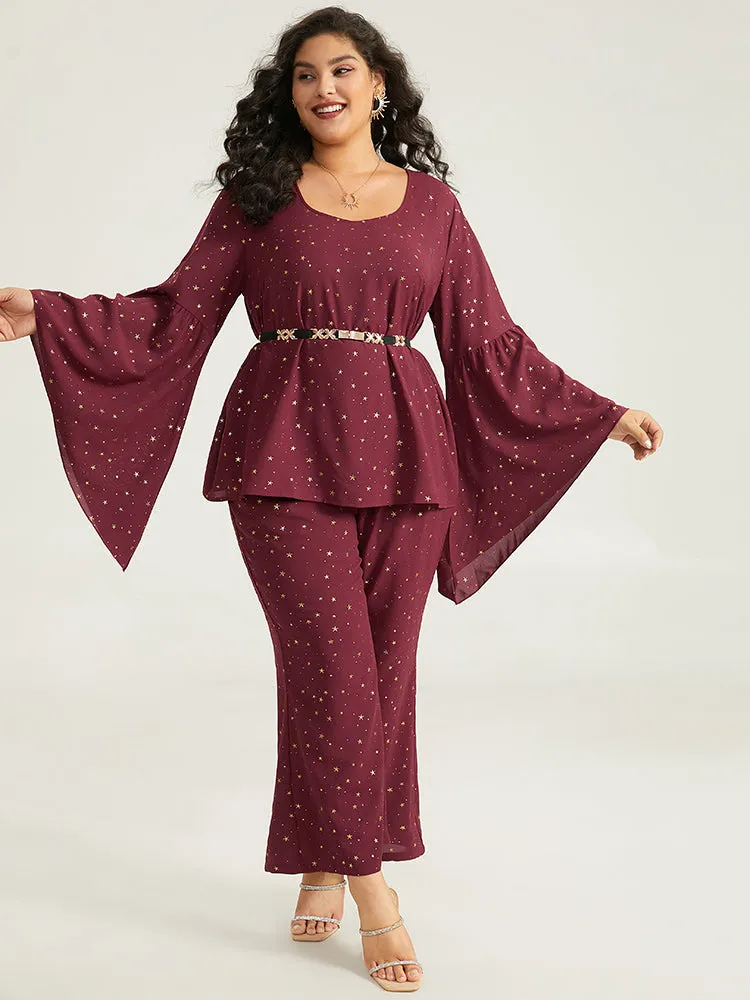 Halloween Star Glitter Bell Sleeve Asymmetrical Cuffs Blouse sold by Bloomchic product image thumbnail 2