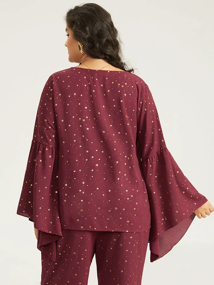 Halloween Star Glitter Bell Sleeve Asymmetrical Cuffs Blouse sold by Bloomchic product image thumbnail 5