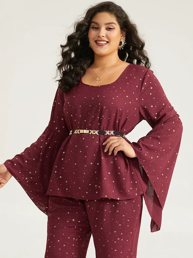 Halloween Star Glitter Bell Sleeve Asymmetrical Cuffs Blouse sold by Bloomchic product image thumbnail 4