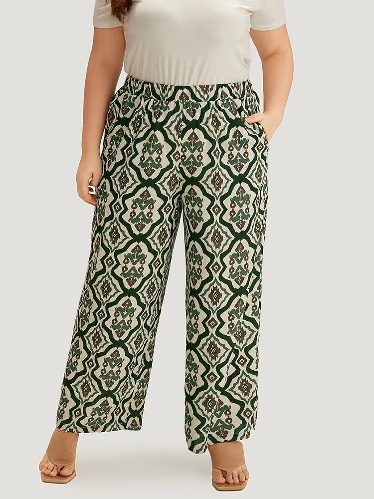 Boho Print Pocket Elastic Waist Pants sold by Bloomchic