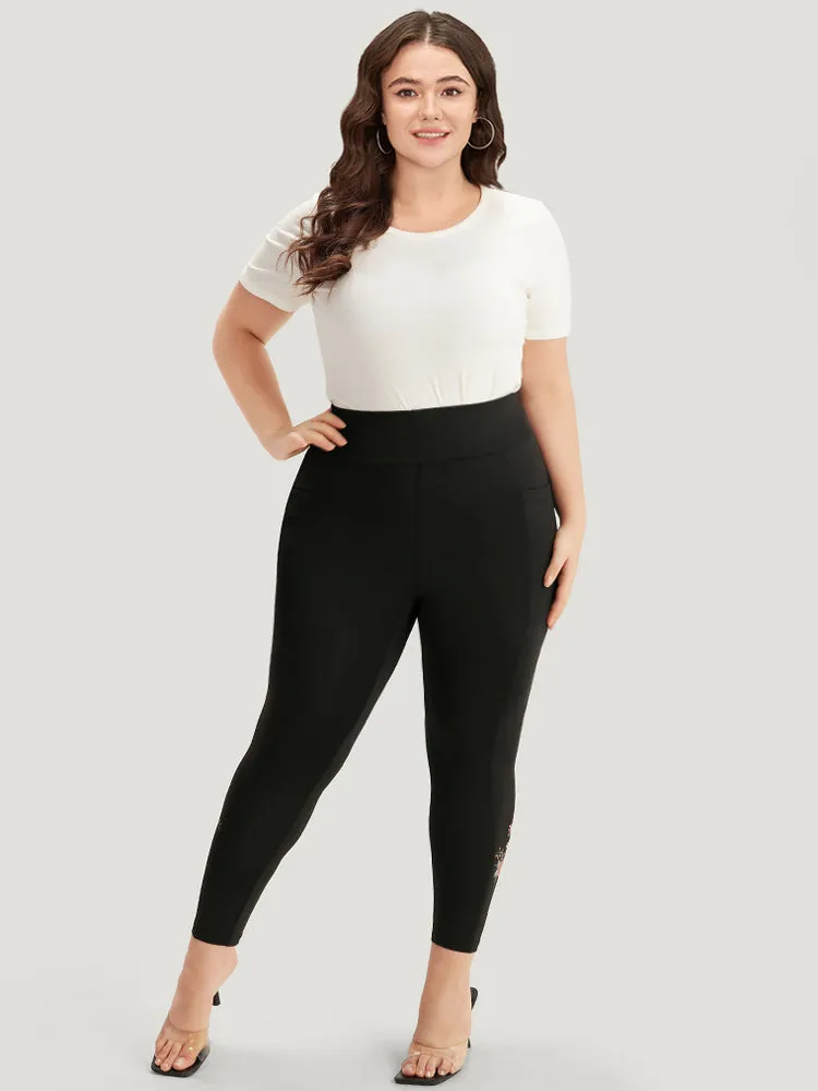 Plain Pocket Wideband Waist Floral Print Leggings sold by Bloomchic product image thumbnail 3