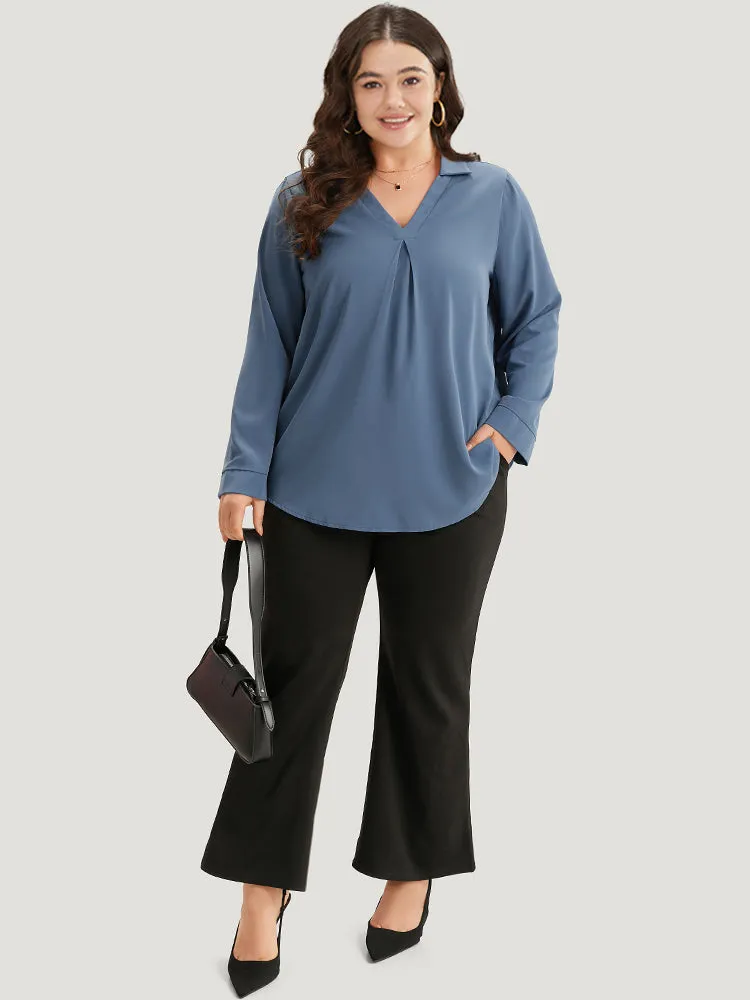 Anti-Wrinkle Plain V Neck Plicated Detail Blouse sold by Bloomchic product image thumbnail 4