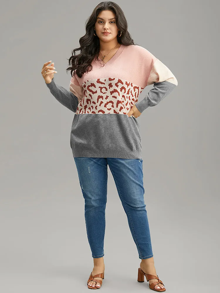 Leopard Contrast Patchwork Batwing Sleeve Pullover sold by Bloomchic product image thumbnail 5