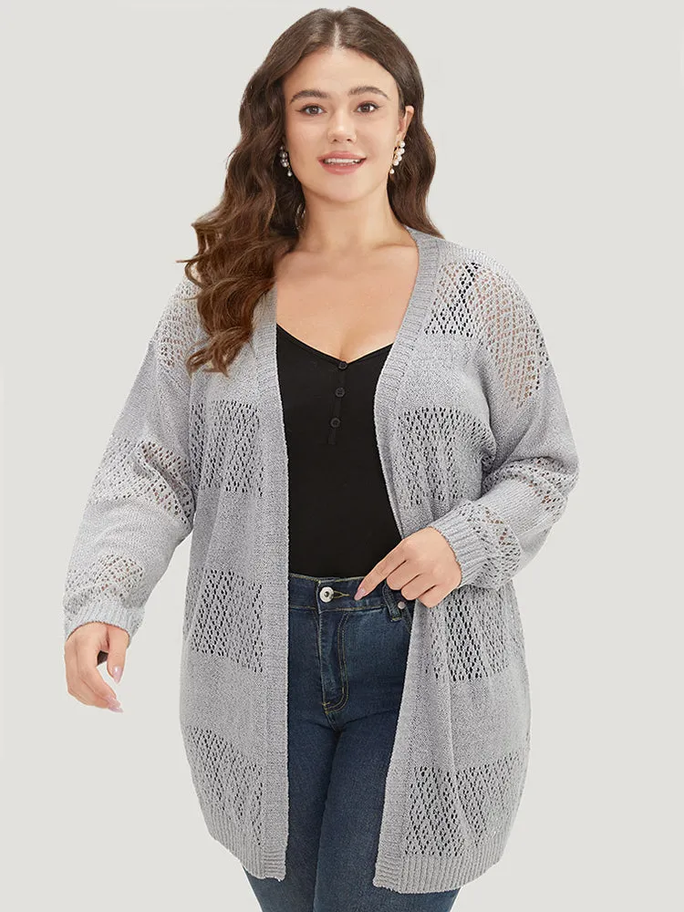 Plain Geometric Eyelet Open Front Cardigan sold by Bloomchic product image thumbnail 5