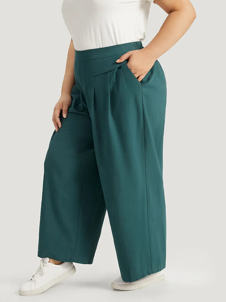 Plain Pocket Elastic Waist Plicated Detail Pants sold by Bloomchic product image thumbnail 2