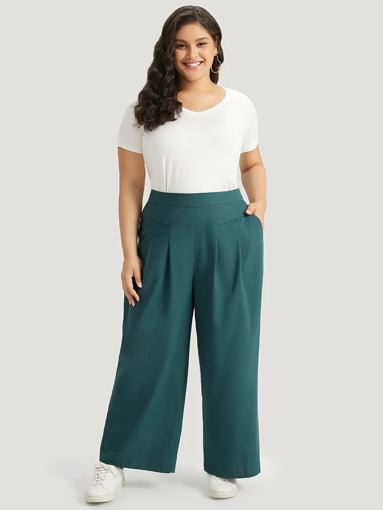 Plain Pocket Elastic Waist Plicated Detail Pants sold by Bloomchic product image thumbnail 4