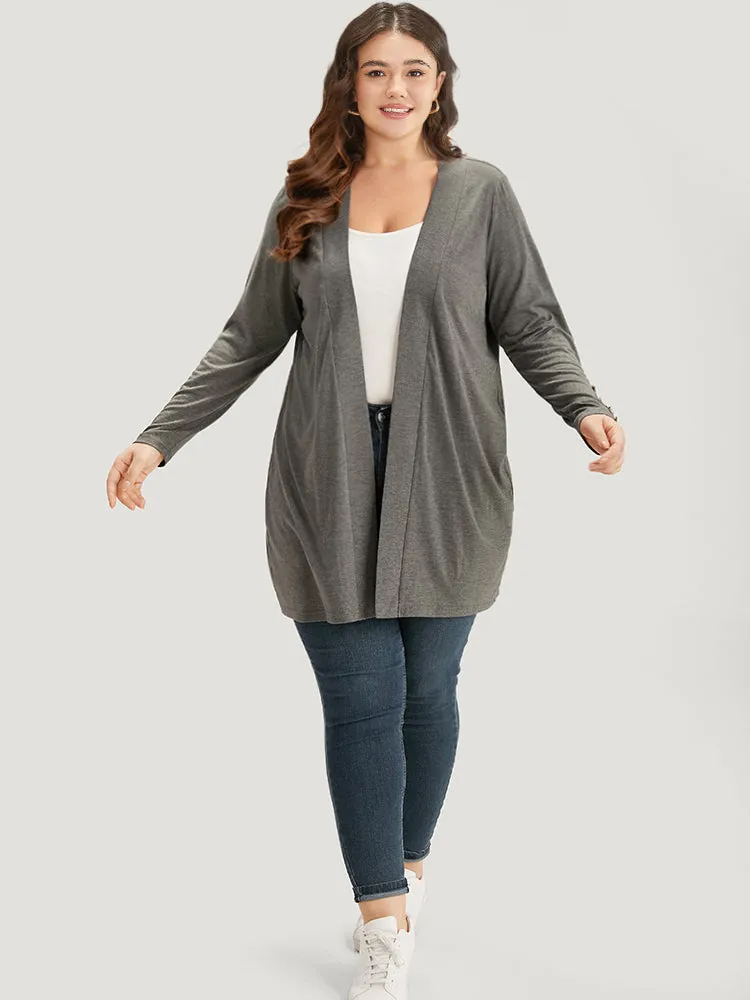 Solid Open Front Button Detail Kimono sold by Bloomchic product image thumbnail 4