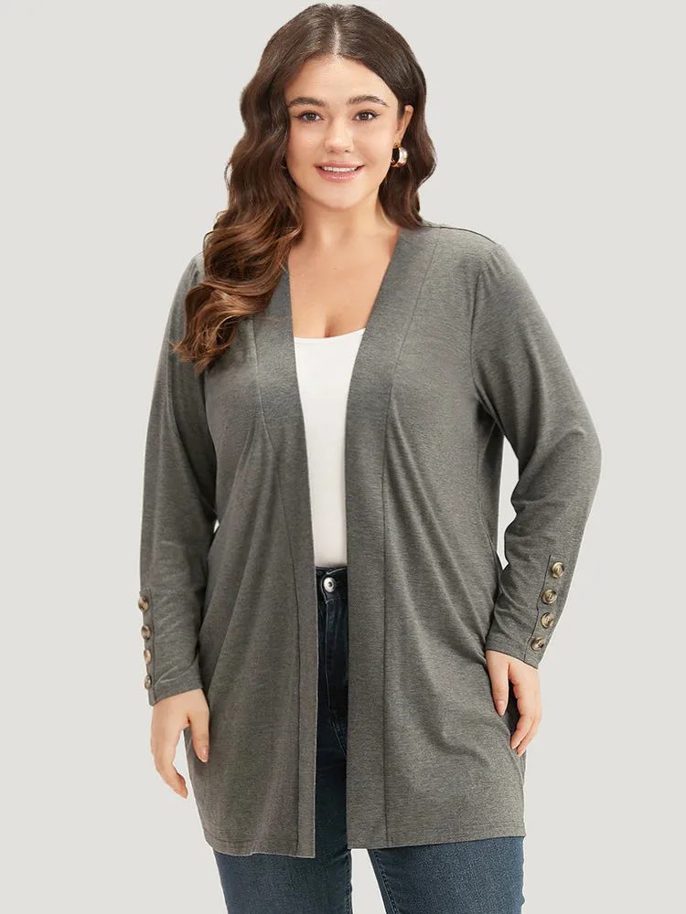 Solid Open Front Button Detail Kimono sold by Bloomchic product image thumbnail 2