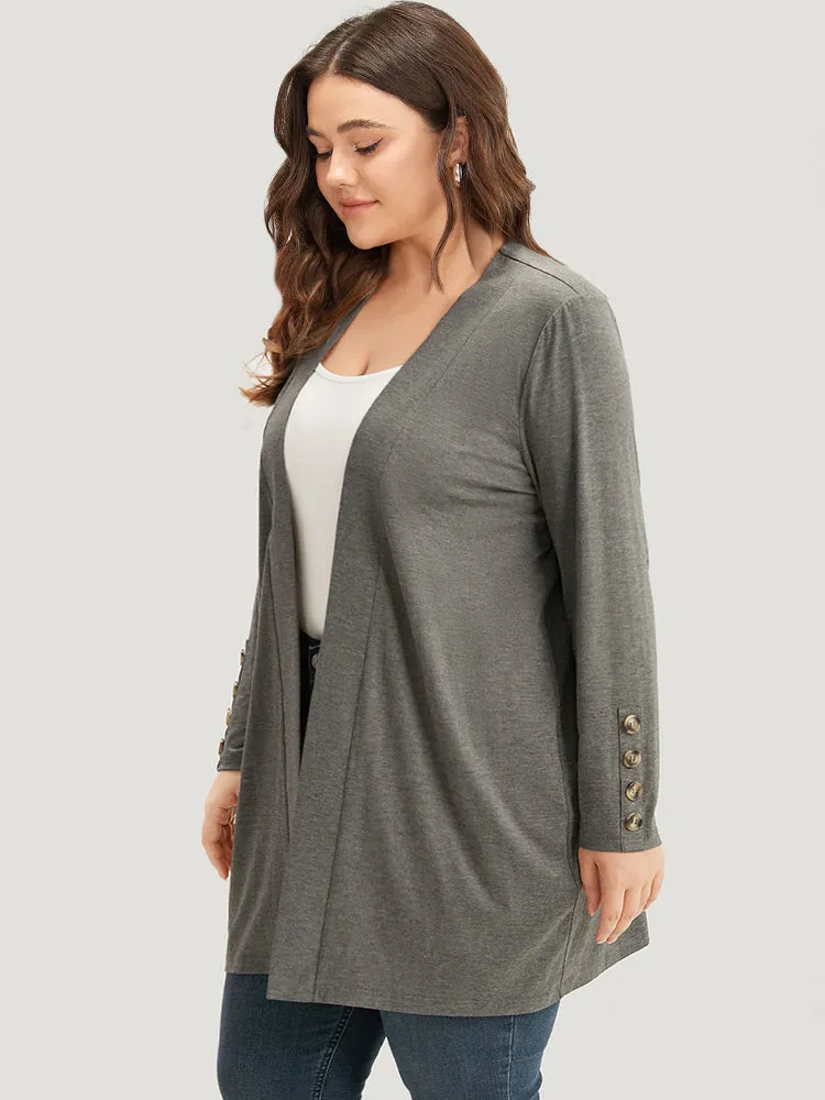 Solid Open Front Button Detail Kimono sold by Bloomchic product image thumbnail 3