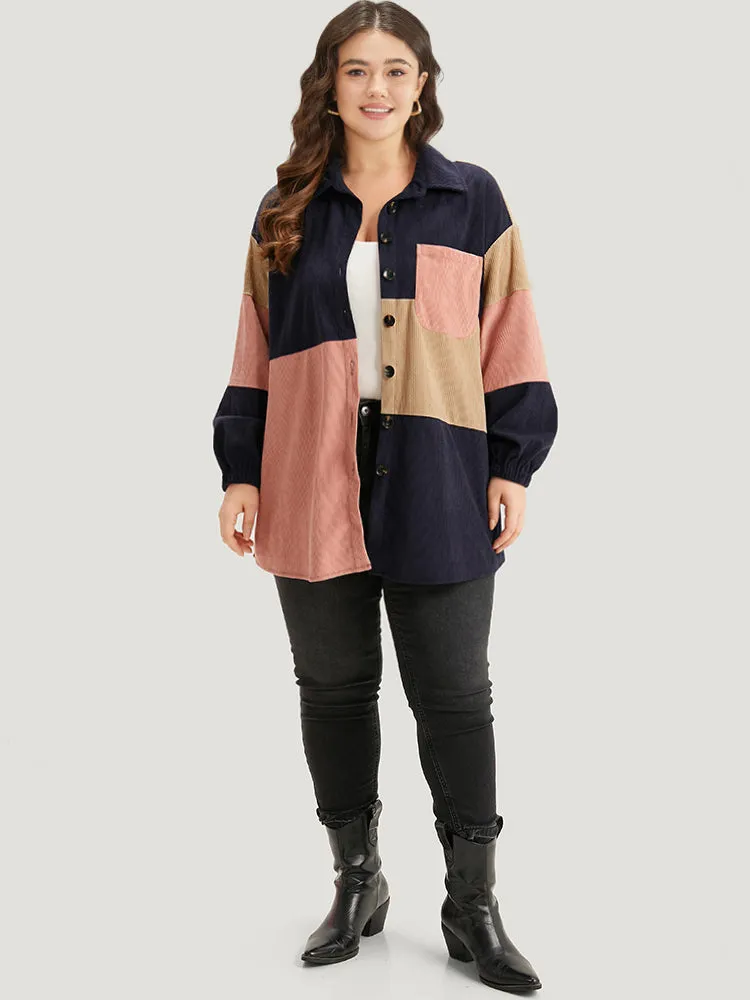 Colorblock Contrast Patchwork Pocket Button Through Jacket sold by Bloomchic product image thumbnail 4