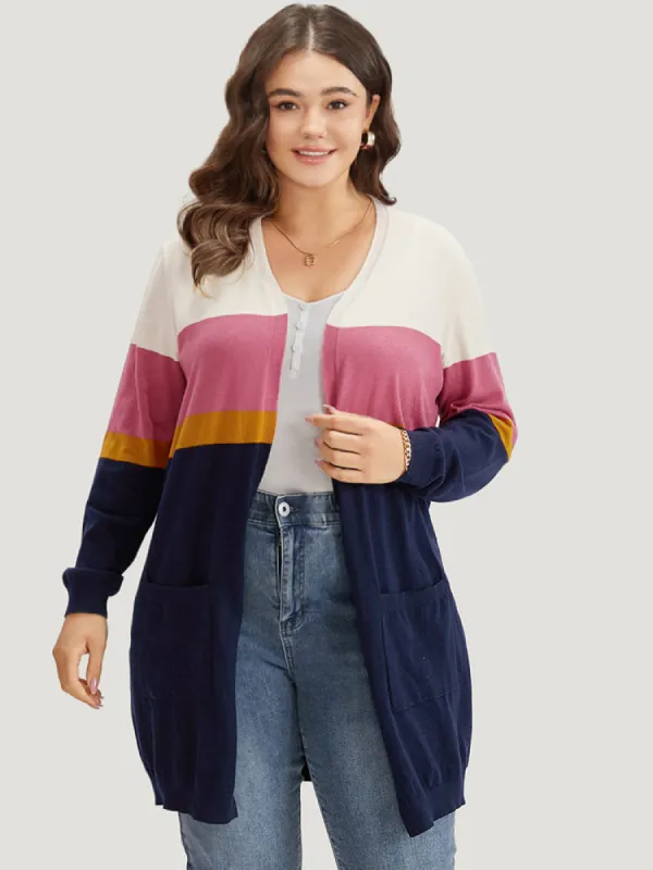 Supersoft Essentials Contrast Open Front Tunic Cardigan sold by Bloomchic