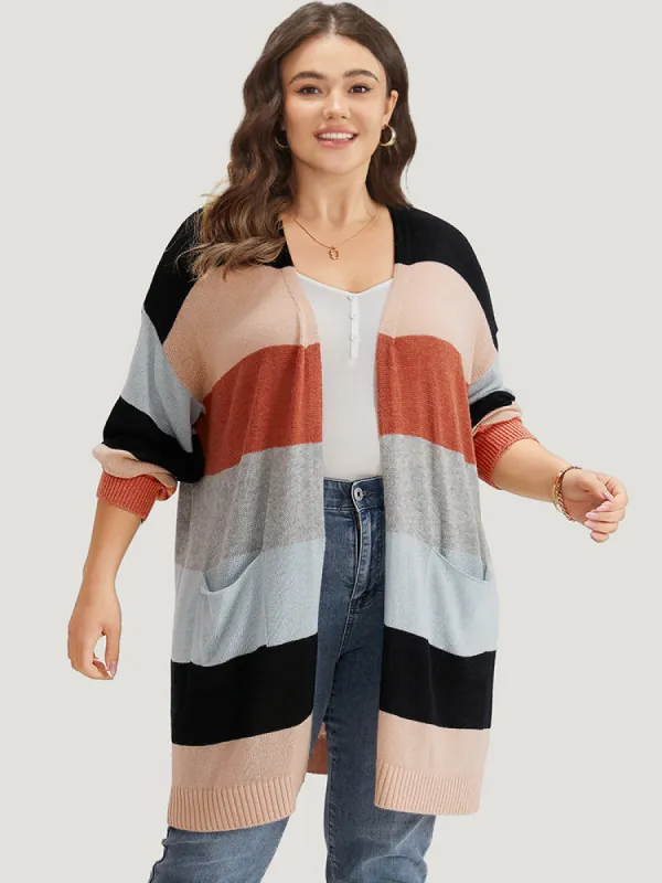 Supersoft Essentials Colorblock Patched Pocket Tunic Cardigan sold by Bloomchic
