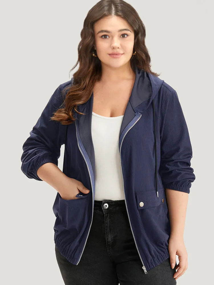 Halloween Solid Flap Pocket Hooded Drawstring Jacket sold by Bloomchic product image thumbnail 3