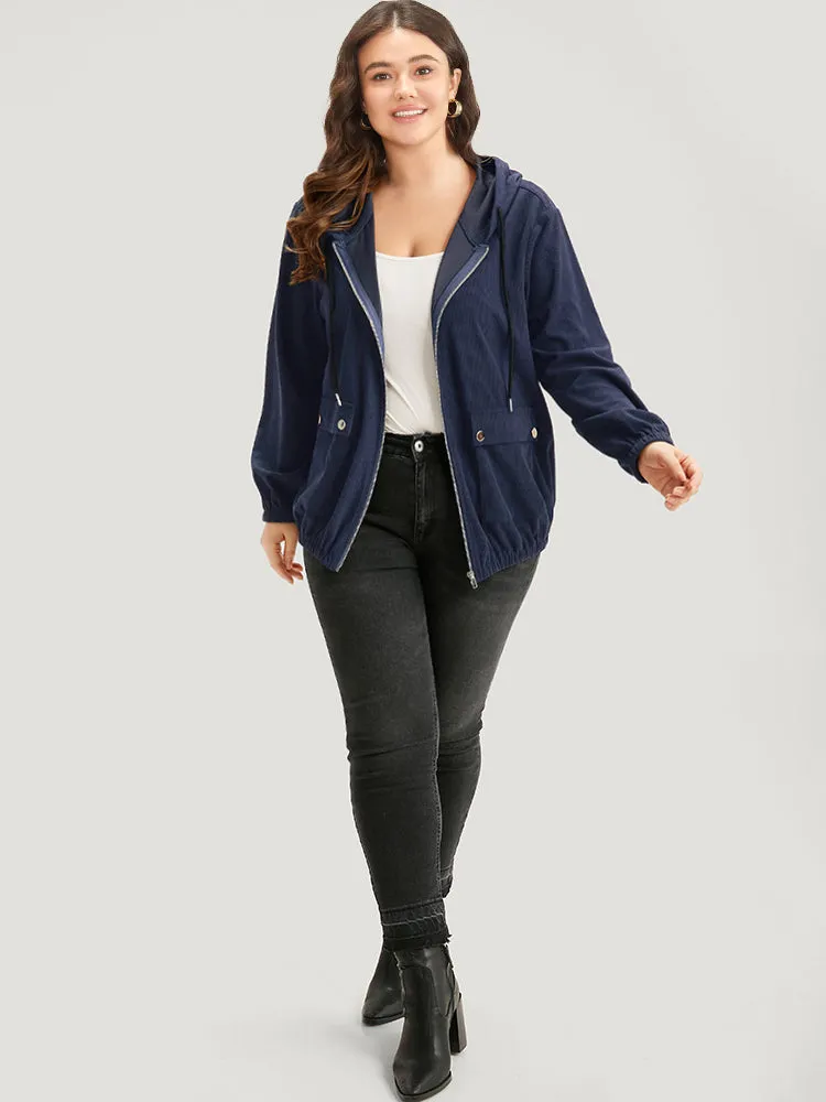 Halloween Solid Flap Pocket Hooded Drawstring Jacket sold by Bloomchic product image thumbnail 4