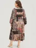 Bandana Print Wrap Pocket Lantern Sleeve Dress sold by Bloomchic
