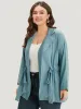 Plain Suit Collar Drawstring Ties Kimono sold by Bloomchic