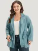 Plain Suit Collar Drawstring Ties Kimono sold by Bloomchic