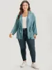 Plain Suit Collar Drawstring Ties Kimono sold by Bloomchic