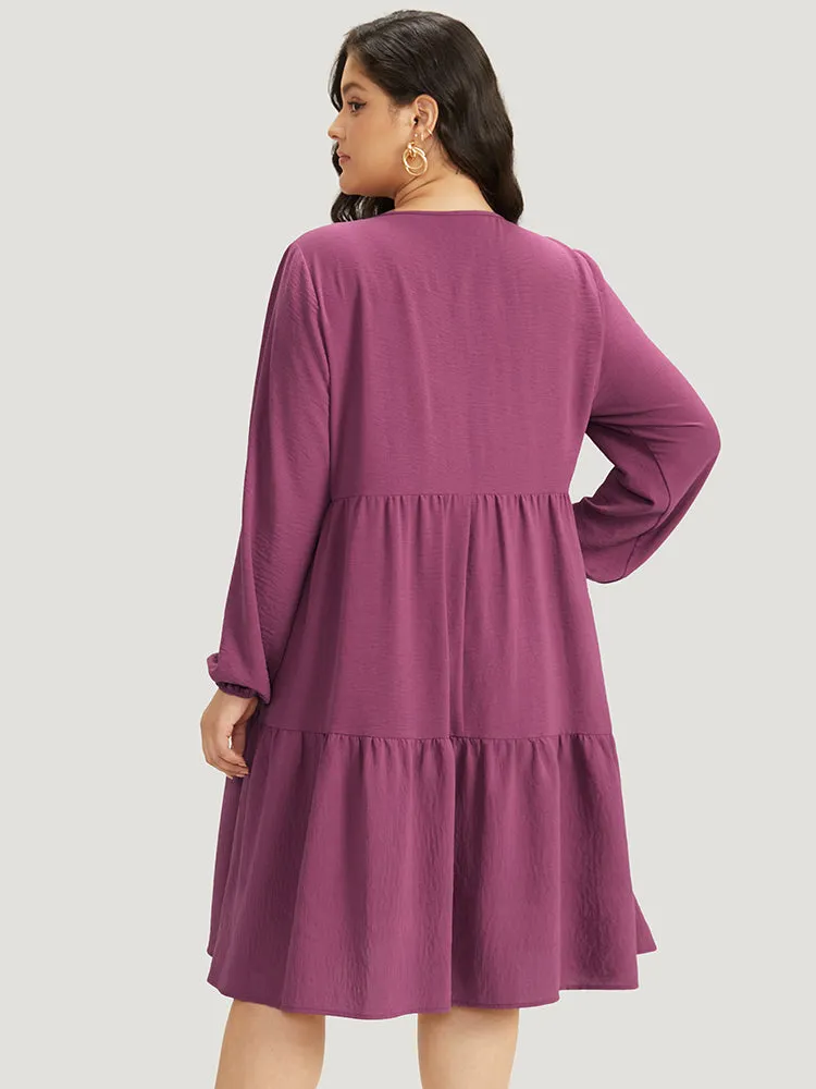 Plain Plicated Detail Layered Hem Dress sold by Bloomchic product image thumbnail 2