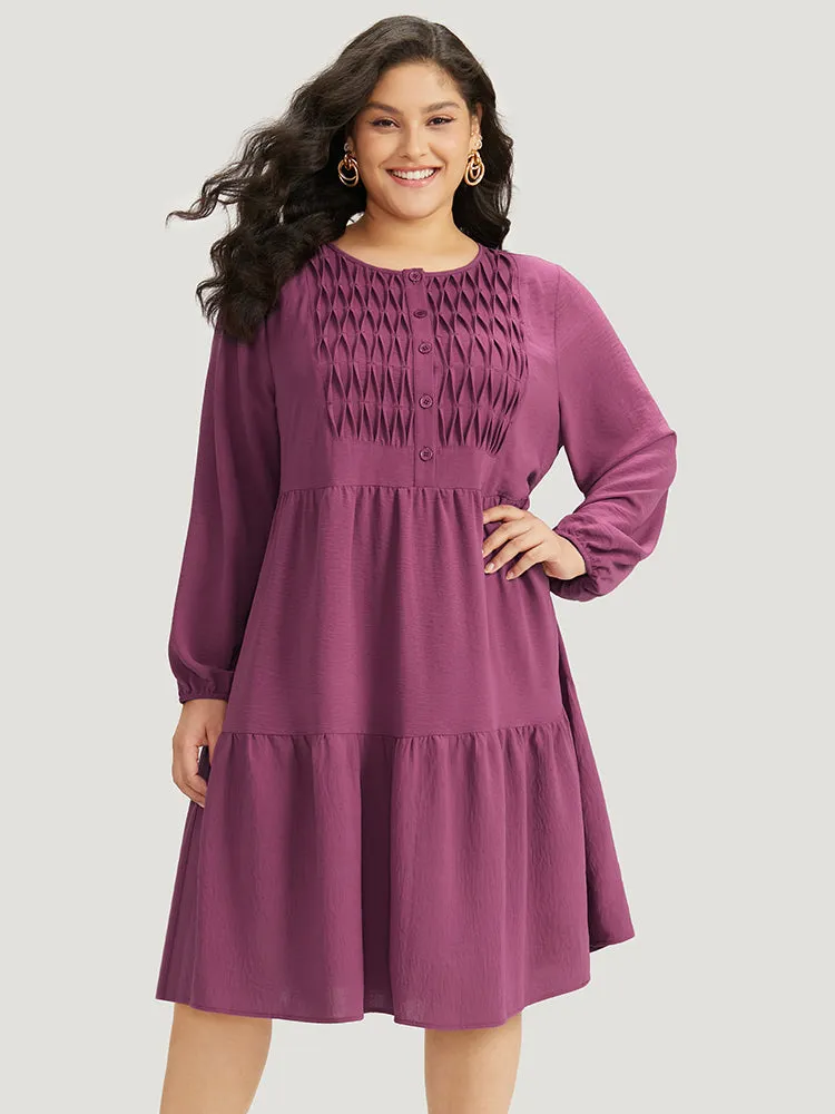 Plain Plicated Detail Layered Hem Dress sold by Bloomchic product image thumbnail 5