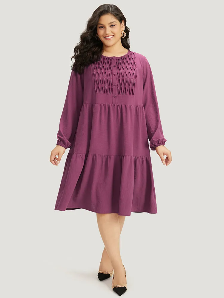 Plain Plicated Detail Layered Hem Dress sold by Bloomchic product image thumbnail 4