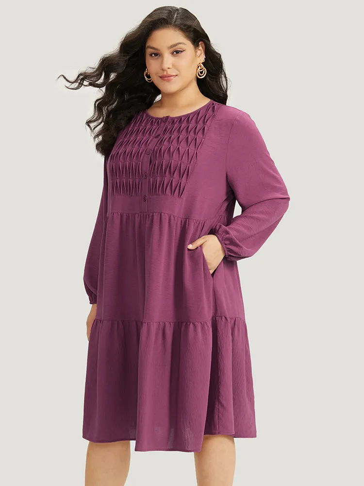 Plain Plicated Detail Layered Hem Dress sold by Bloomchic product image thumbnail 3