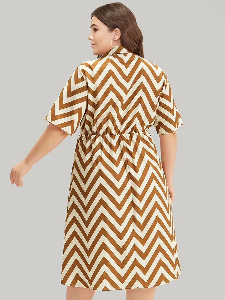 Geometric Print Shirt Collar Button Through Dress sold by Bloomchic product image thumbnail 2