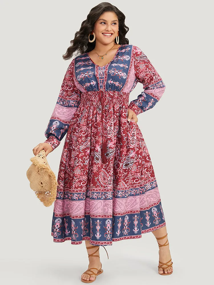 Bandana Print Pocket Shirred Bowknot Dress sold by Bloomchic product image thumbnail 3