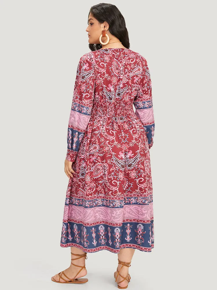 Bandana Print Pocket Shirred Bowknot Dress sold by Bloomchic product image thumbnail 2