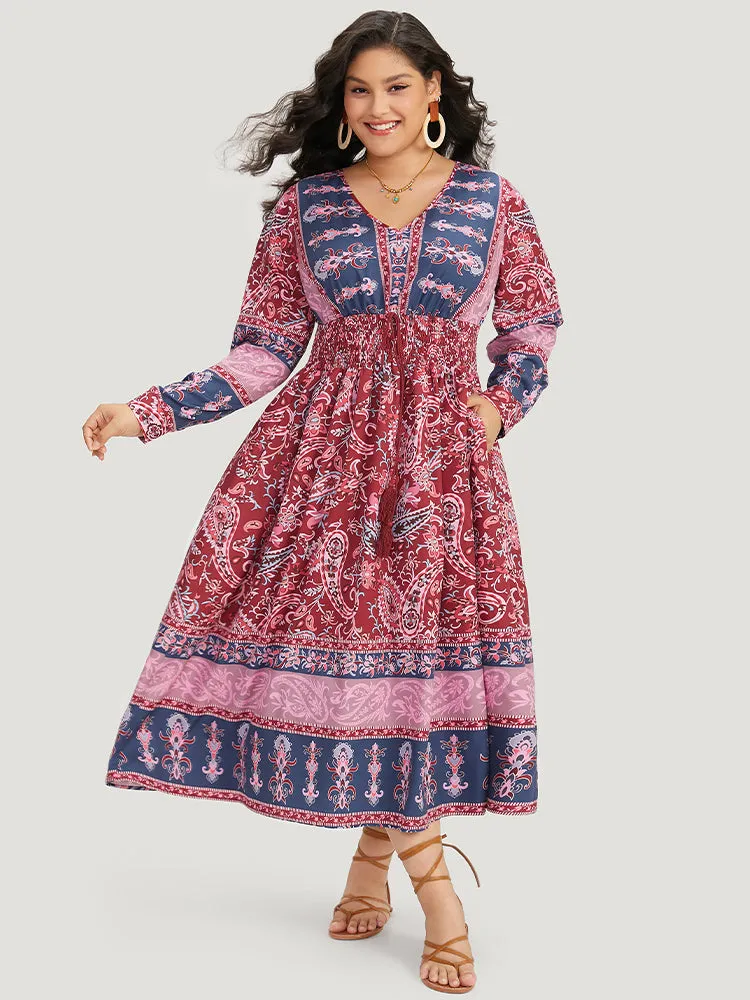 Bandana Print Pocket Shirred Bowknot Dress sold by Bloomchic product image thumbnail 4