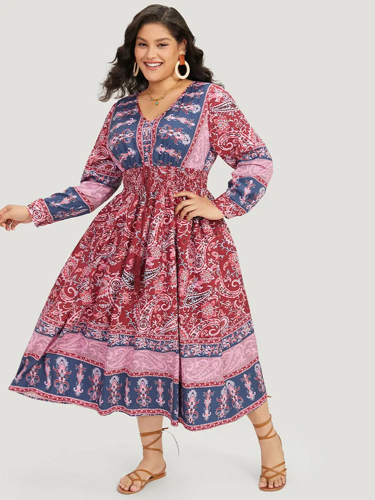 Bandana Print Pocket Shirred Bowknot Dress sold by Bloomchic product image thumbnail 5