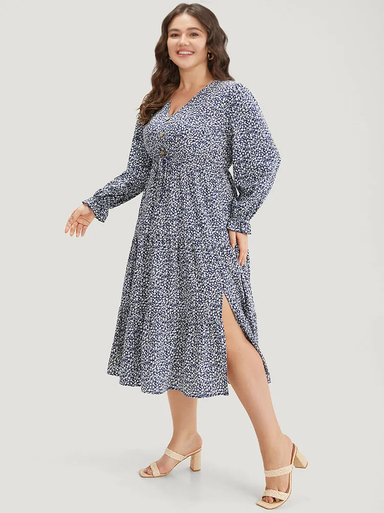 Ditsy Floral Pocket Button Detail Split Hem Dress sold by Bloomchic product image thumbnail 2