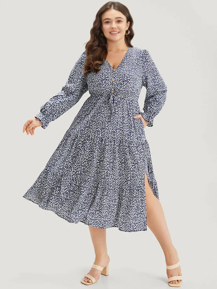 Ditsy Floral Pocket Button Detail Split Hem Dress sold by Bloomchic product image thumbnail 3