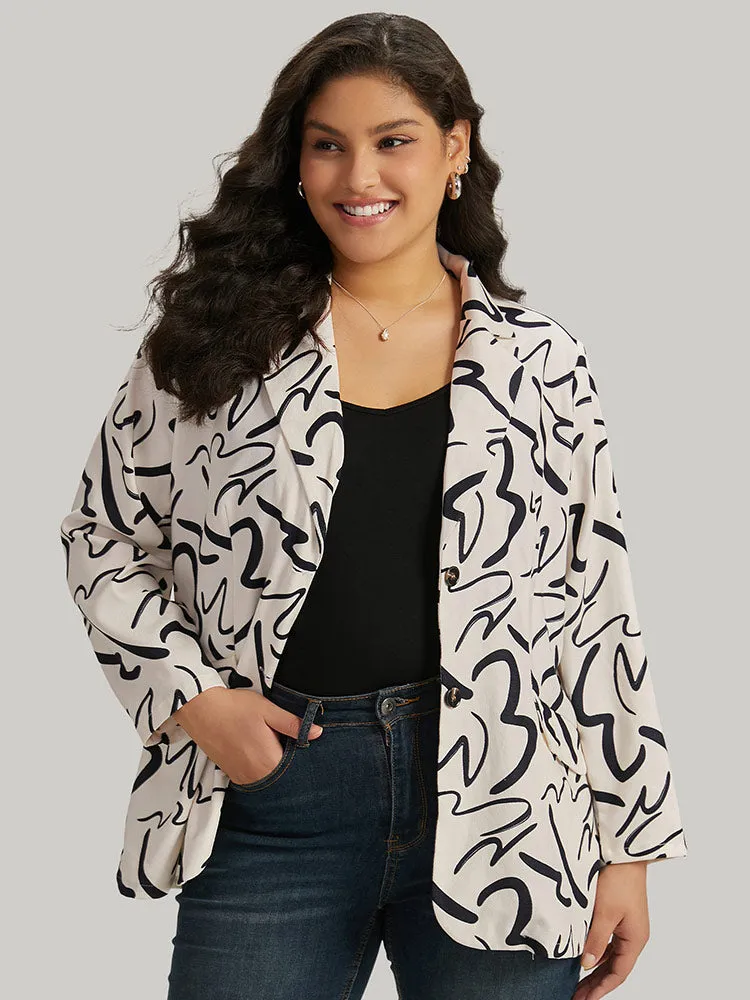 Line Print Suit Collar Pocket Button Through Blazer sold by Bloomchic