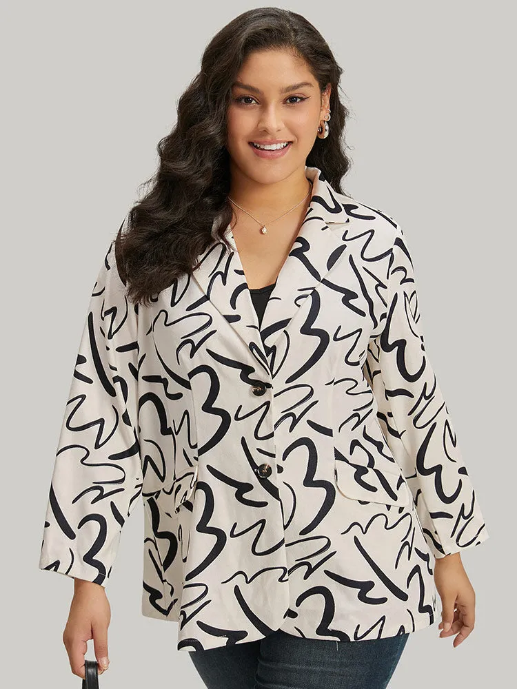 Line Print Suit Collar Pocket Button Through Blazer sold by Bloomchic product image thumbnail 5