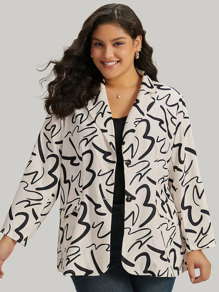 Line Print Suit Collar Pocket Button Through Blazer sold by Bloomchic product image thumbnail 2