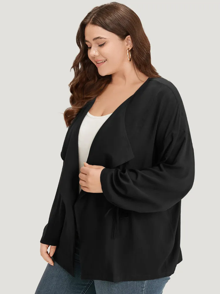 Plain Drawstring Asymmetrical Neck Kimono sold by Bloomchic product image thumbnail 3