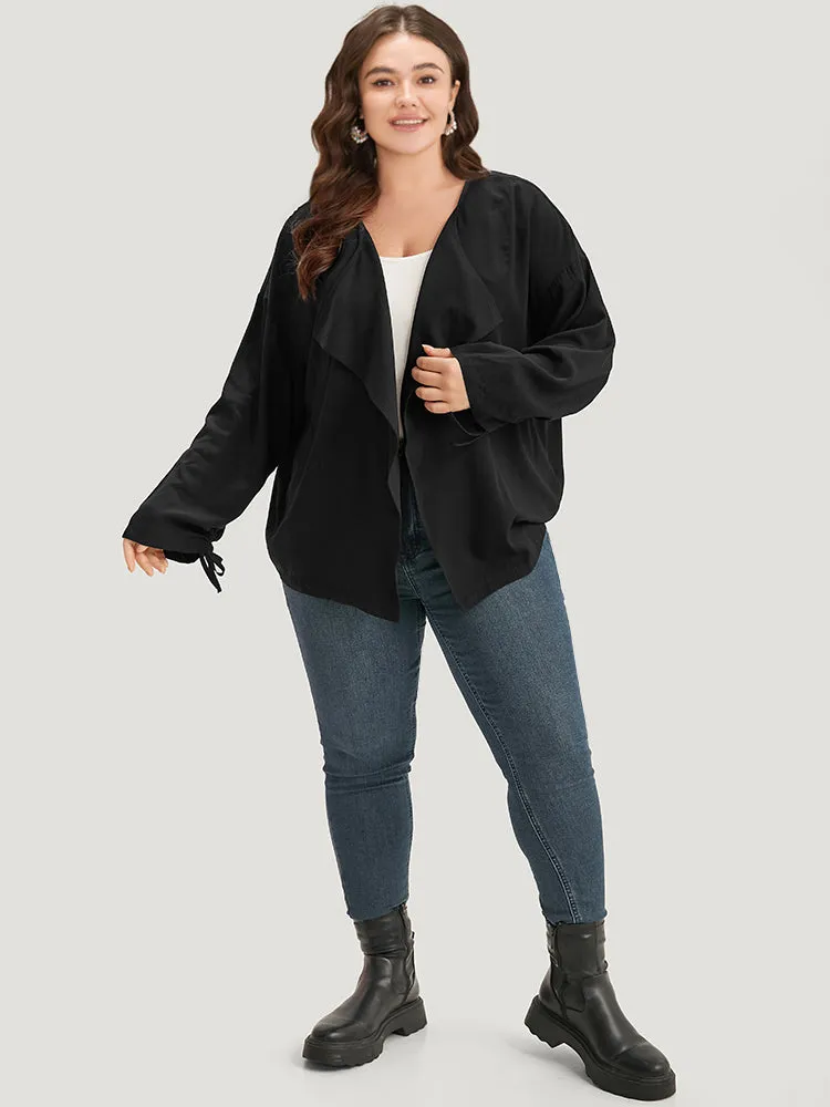 Plain Drawstring Asymmetrical Neck Kimono sold by Bloomchic product image thumbnail 4