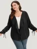 Plain Drawstring Asymmetrical Neck Kimono sold by Bloomchic