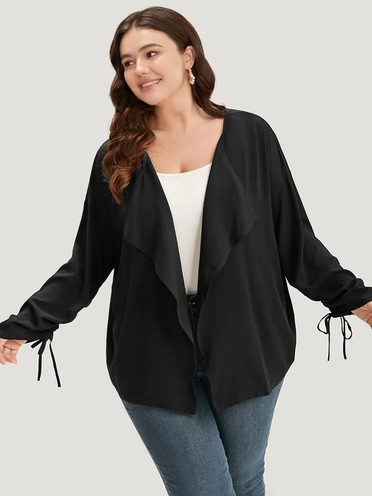 Plain Drawstring Asymmetrical Neck Kimono sold by Bloomchic product image thumbnail 2