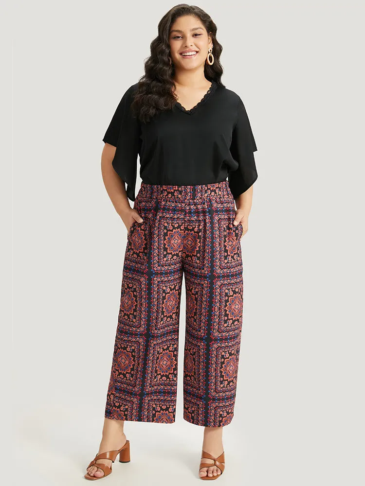 Scarf Print Pocket Elastic Waist Pants sold by Bloomchic product image thumbnail 2