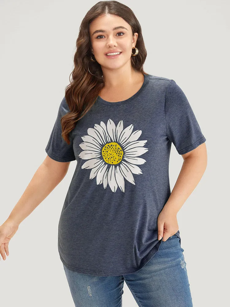 Floral Print Round Neck T-shirt sold by Bloomchic product image thumbnail 5