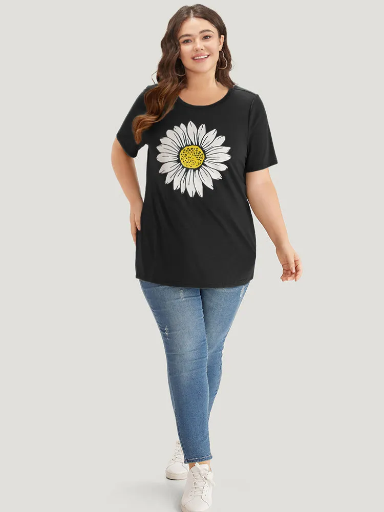 Floral Print Round Neck T-shirt sold by Bloomchic product image thumbnail 4