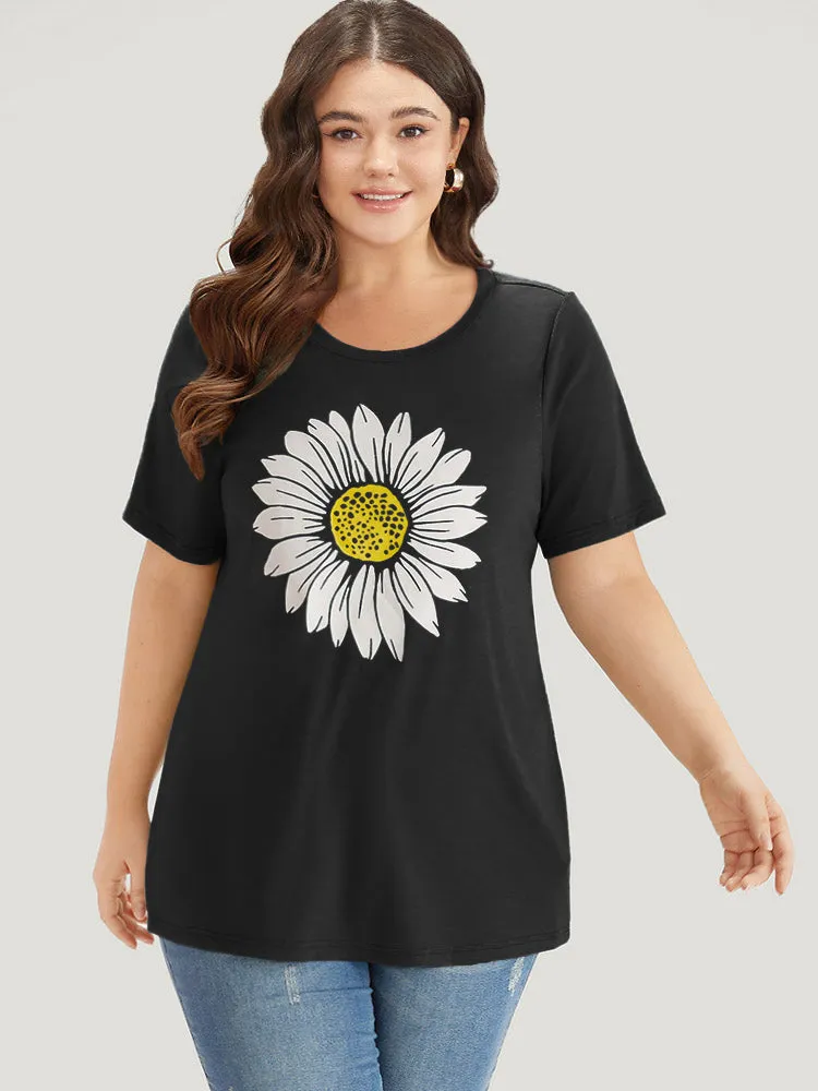 Floral Print Round Neck T-shirt sold by Bloomchic product image thumbnail 3