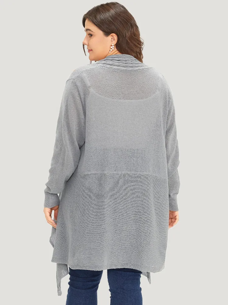 Cable Knit Open Front Asymmetrical Hem Cardigan sold by Bloomchic product image thumbnail 2