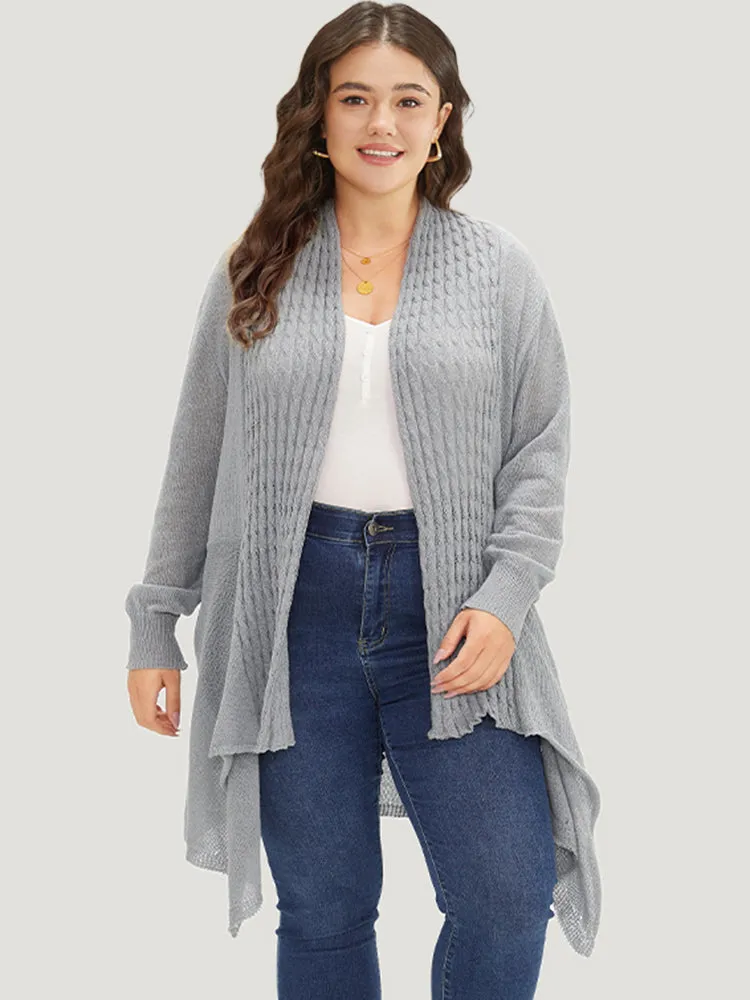 Cable Knit Open Front Asymmetrical Hem Cardigan sold by Bloomchic product image thumbnail 4
