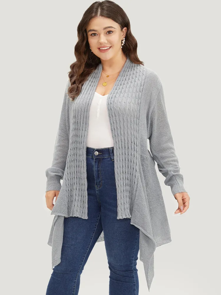 Cable Knit Open Front Asymmetrical Hem Cardigan sold by Bloomchic product image thumbnail 3